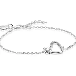 ZINZI zilveren armband met twee sierlijke harten die met elkaar verbonden zijn, ook bezet met witte zirkonia's 17-20cm ZIA2874