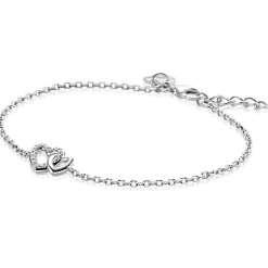 ZINZI zilveren armband met verbonden hartjes, witte zirkonia's 17-19cm ZIA2493