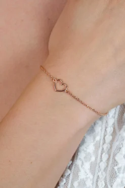 ZINZI zilveren armband rosé verguld met open hartje ZIA1420R