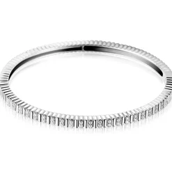 ZINZI zilveren bangle armband 4mm breed, bezet met witte zirkonia's  60mm ZIA2686