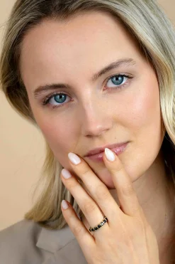 ZINZI zilveren bicolor ring vierkant en ronde zwarte zirconia's ZIR2252