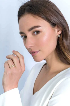 ZINZI zilveren bicolor ring 3 verbonden cirkels wit ZIR2045Y