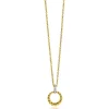 ZINZI zilveren bicolor ronde hanger 15mm gedraaid motief, hangoog bezet met witte zirconia's ZIH2403Y (zonder collier)