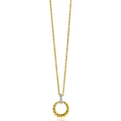 ZINZI zilveren bicolor ronde hanger 15mm gedraaid motief, hangoog bezet met witte zirconia's ZIH2403Y (zonder collier)