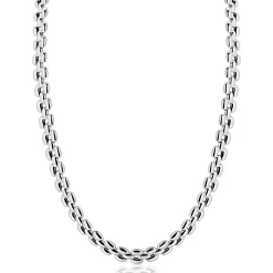 ZINZI zilveren brede rolex-style schakel-collier 8mm breed 43cm ZIC2764