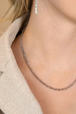 ZINZI zilveren collier 45cm met dubbele stijl: grove schakel en fijne kettingen ZIC2781