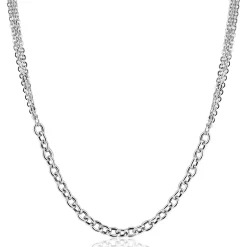 ZINZI zilveren collier 45cm met dubbele stijl: grove schakel en fijne kettingen ZIC2781