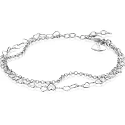 ZINZI zilveren dubbele armband met open hartjes schakels ZIA2775