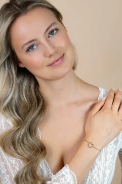 ZINZI zilveren dubbele schakel armband 14K geel verguld met luxe hart witte zirconia's ZIA2031