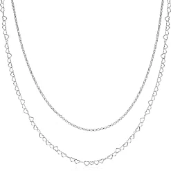ZINZI zilveren dubbele schakelketting 40–45cm met fijne hartvormige schakels ZIC2775