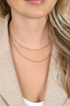 ZINZI zilveren dubbele schakelketting 40–45cm met fijne hartvormige schakels ZIC2775