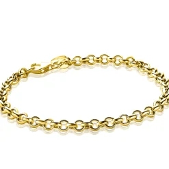 ZINZI zilveren geelvergulde jasseron armband 4,5mm breed 18cm ZIA1911G