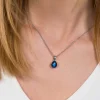 ZINZI zilveren hanger blauw peervorm 20mm ZIH1934B (zonder collier)