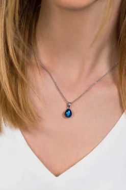 ZINZI zilveren hanger blauw peervorm 20mm ZIH1934B (zonder collier)