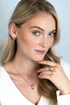 ZINZI zilveren hanger cross-over bicolor met witte zirconia's 18mm ZIH2240 (zonder collier)