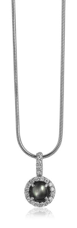 Zinzi zilveren hanger donkergrijs parelmoer ZIH1039Z
