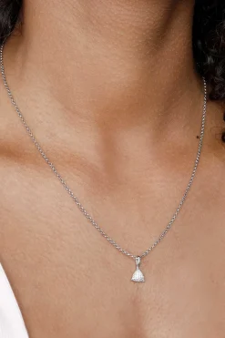 ZINZI zilveren hanger driehoek wit ZIH2075 (zonder collier)