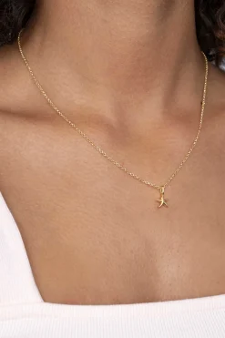 ZINZI zilveren hanger geel verguld zeester ZIH2064G (zonder collier)