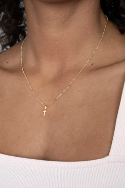 ZINZI zilveren hanger geel verguld kruisje ZIH2082G (zonder collier)