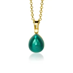 ZINZI zilveren hanger geelverguld groen peervorm 20mm ZIH1934GG (zonder collier)