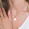 ZINZI zilveren hanger 14K geel verguld 27mm rond glimmend plaatje 18mm ZIH2217G (zonder collier)