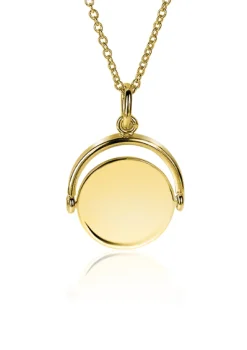 ZINZI zilveren hanger 14K geel verguld 27mm rond glimmend plaatje 18mm ZIH2217G (zonder collier)