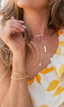 ZINZI zilveren hanger 14K geel verguld 32mm langwerpige plaat ZIH2213G (zonder collier)