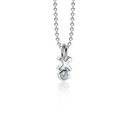 ZINZI zilveren hanger kruisje rond wit ZIH1821 (zonder collier)