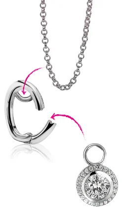 ZINZI zilveren hanger met witte zirconia's om je oorbedels aan te hangen ZIH2CH