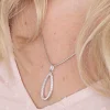 ZINZI zilveren hanger 33mm ovale vorm met witte zirconia's ZIH2038 (zonder collier)