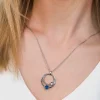 ZINZI zilveren hanger ronde cirkels blauw 32mm ZIH1963 (zonder collier)