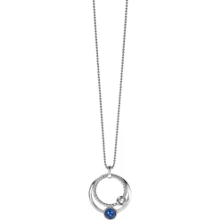 ZINZI zilveren hanger ronde cirkels blauw 32mm ZIH1963 (zonder collier)