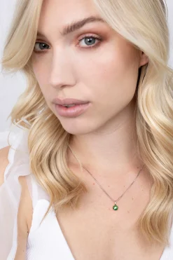 ZINZI zilveren hanger rond groen ZIH2072GR (zonder collier)