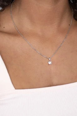 ZINZI zilveren hanger rond wit ZIH2072 (zonder collier)
