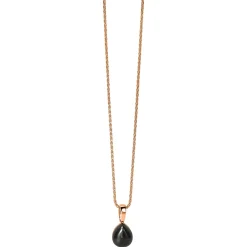 ZINZI zilveren hanger rosé verguld zwart peervorm 20mm ZIH1934RZ (zonder collier)