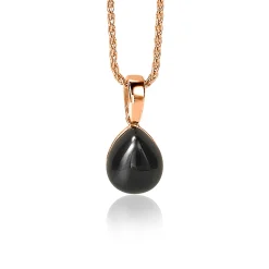 ZINZI zilveren hanger rosé verguld zwart peervorm 20mm ZIH1934RZ (zonder collier)