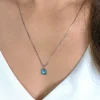 ZINZI zilveren hanger vierkant turquoise blauw ZIH2073T (zonder collier)
