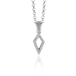 ZINZI zilveren hanger vliegervorm bezet met witte zirconia's en luxe hangoog 20mm ZIH2497 (zonder collier)