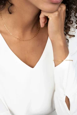 ZINZI zilveren ketting 45cm geel verguld met 'paperclip' schakel 2,4mm breed ZIC2033G