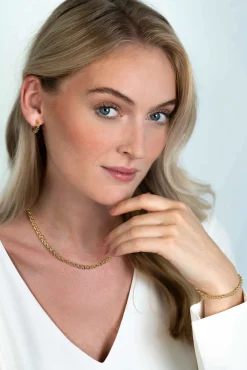 ZINZI zilveren ketting 45cm in14K geelverguld met ronde schakels 5mm breed ZIC2239G
