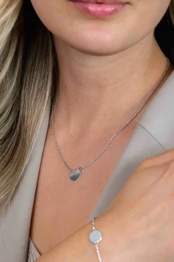 Zinzi zilveren ketting 43cm met rond plaatje 15mm om te graveren ZIC2345