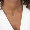 ZINZI zilveren ketting 45cm met 3 open rondjes verbonden wit ZIC2045
