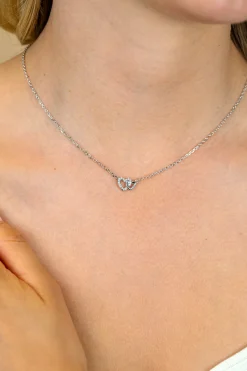 ZINZI zilveren ketting 42–45cm met verbonden hartjes, witte zirkonia's ZIC2493