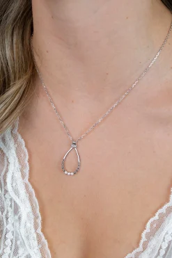 ZINZI zilveren ketting 45cm met open druppelvormige hanger, met bolletjes en drie witte zirkonia’s ZIC2839