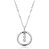 ZINZI zilveren ketting 45cm met ronde hanger en drie fonkelende witte zirkonia's ZIC2820