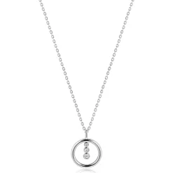 ZINZI zilveren ketting 45cm met ronde hanger en drie fonkelende witte zirkonia's ZIC2820