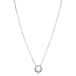 ZINZI zilveren ketting 45cm met speelse ronde bolletjeshanger en witte zirkonia's ZIC2817
