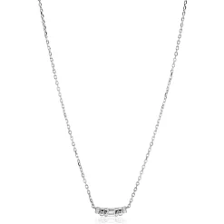 ZINZI zilveren ketting 45cm met cilindervormige hanger, bezet met diverse witte zirkonia’s ZIC2812