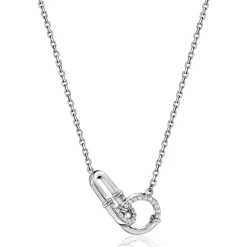 ZINZI zilveren ketting 45cm met paperclip- en ronde schakel bezet met witte zirconia's ZIC2810