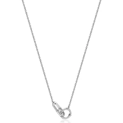 ZINZI zilveren ketting 45cm met paperclip- en ronde schakel bezet met witte zirconia's ZIC2810